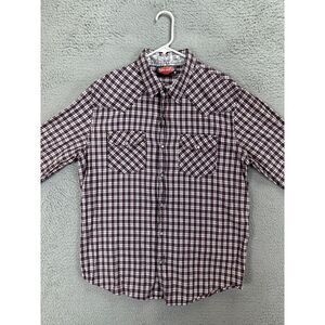 Mambo Australia Pearl Snap Shirt Mens Large Red‎ Plaid Button Up Western Cowboy